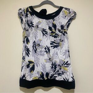 Womens Y2K Floral Billie and Blossom Brand Puff Sleeve Blouse Bow Size 12 Office